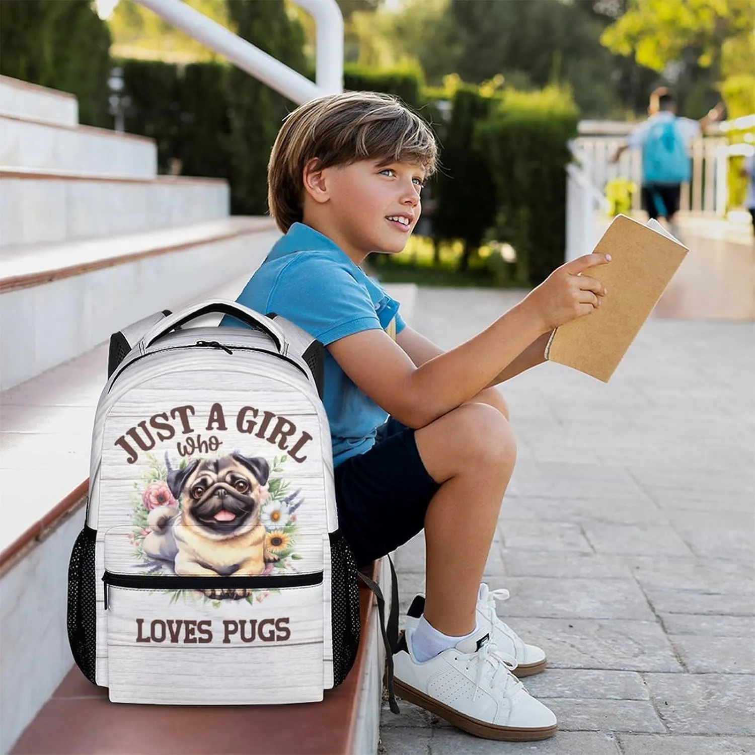 Kids Backpack, Casual Dog Bookbag, 17 Inch Cute Girls Boys Schoolbag for Gift, Large Capacity Bookbag for Preschool Elementary Kindergarten School Travel