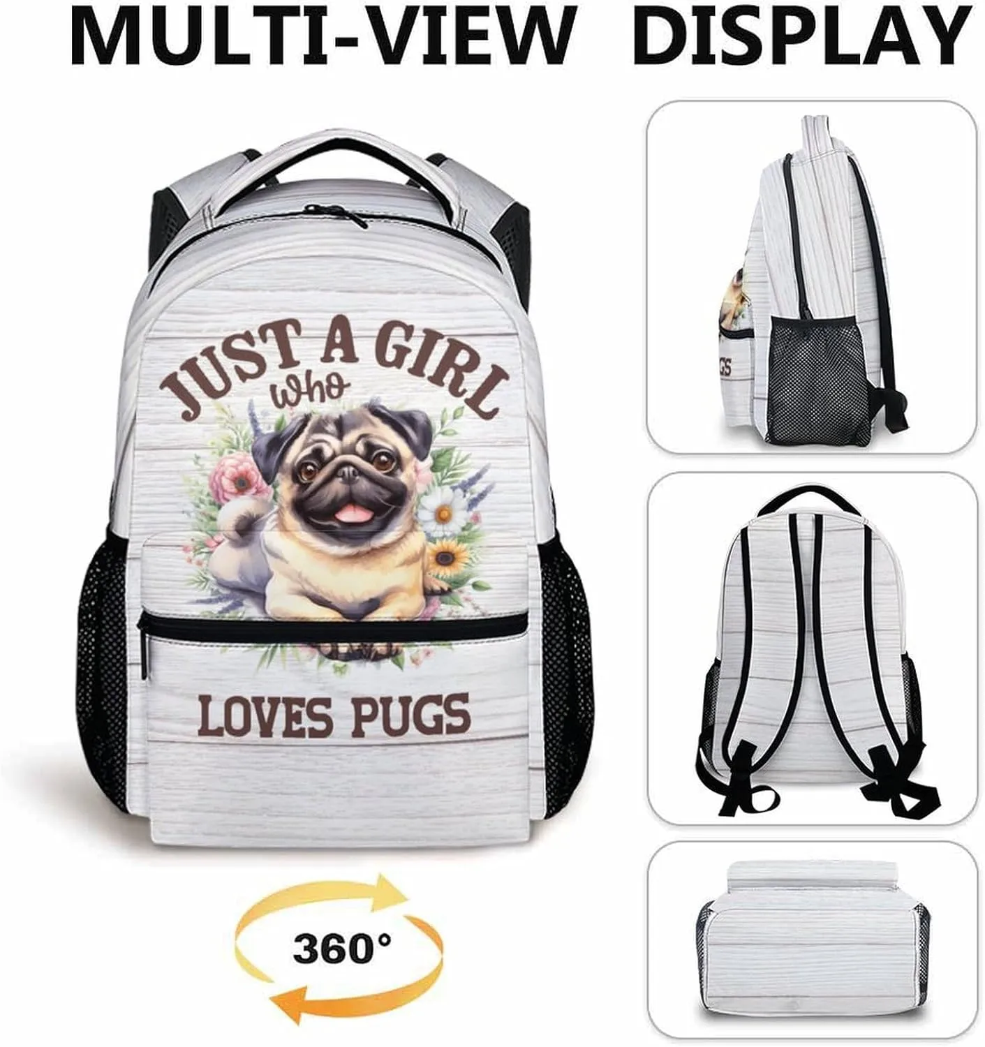 Kids Backpack, Casual Dog Bookbag, 17 Inch Cute Girls Boys Schoolbag for Gift, Large Capacity Bookbag for Preschool Elementary Kindergarten School Travel