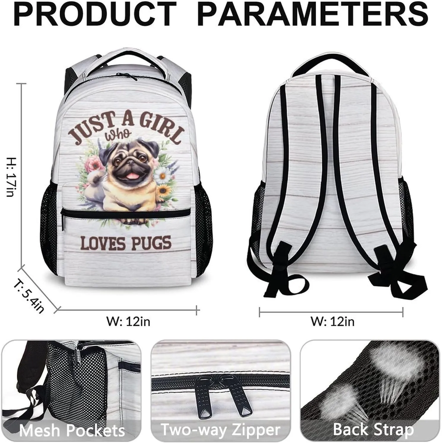 Kids Backpack, Casual Dog Bookbag, 17 Inch Cute Girls Boys Schoolbag for Gift, Large Capacity Bookbag for Preschool Elementary Kindergarten School Travel