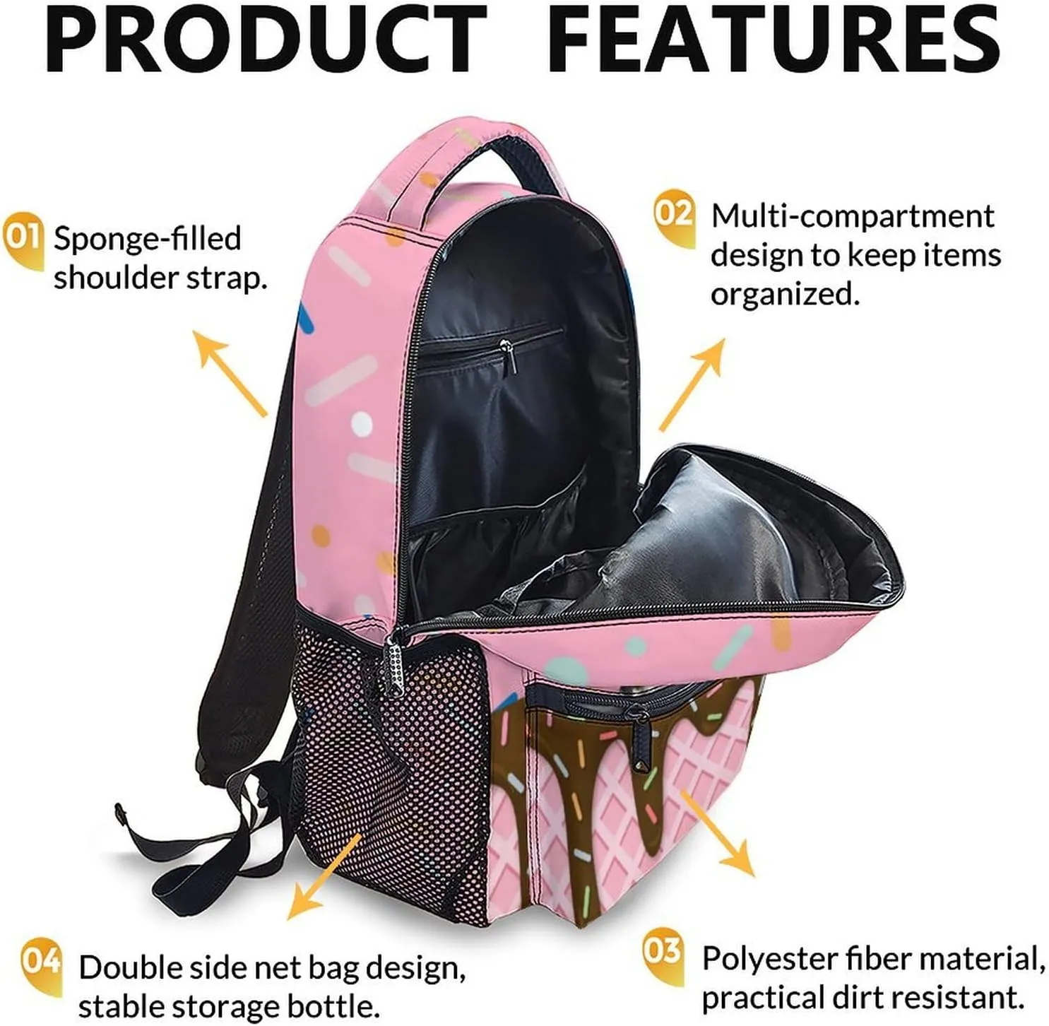 Kids Backpack, Cute Cow Bookbag, 17 Inch Animal Schoolbag Gift, Large Capacity Book Bag for Picnic Vacation School Travel