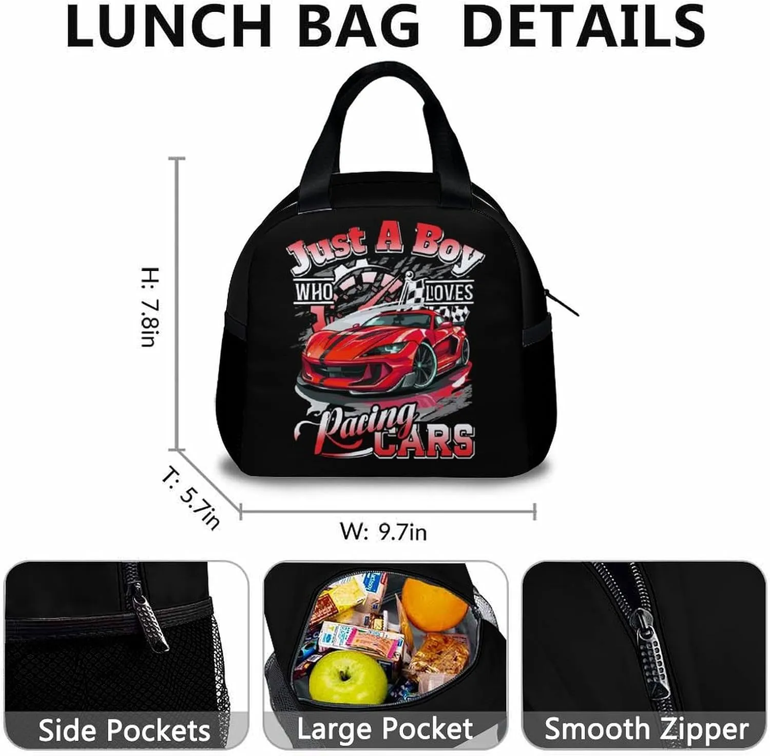 Kids Backpack Set - 3 in 1 Race Car School Backpacks Matching Combo for Boys Students - Car Bookbag and Pencil Case Bundle for Preschool Elementary - Schoolbag and Pencil Case Set Gifts
