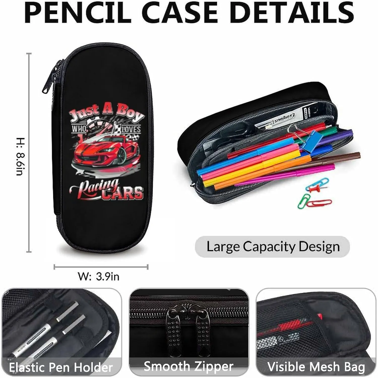 Kids Backpack Set - 3 in 1 Race Car School Backpacks Matching Combo for Boys Students - Car Bookbag and Pencil Case Bundle for Preschool Elementary - Schoolbag and Pencil Case Set Gifts