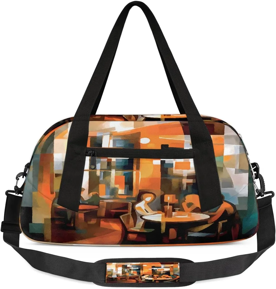 Kids Gym Bag with Adjustable Shoulder Strap, Abstract Restaurant Boys & Girls Travel Sport Duffle Bag School for Overnight Travel Bag