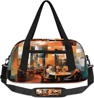 Kids Gym Bag with Adjustable Shoulder Strap, Abstract Restaurant Boys & Girls Travel Sport Duffle Bag School for Overnight Travel Bag