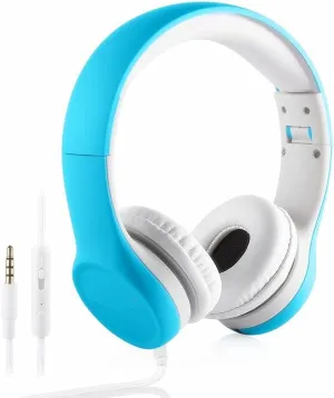 Kids Headphones with Cord, Toddler Headphones with Sharing Function, 85dB/93dB Safe Volume Limit, for Toddler Children Baby Boys Girls On-line Study, School, Travel use (Blue)