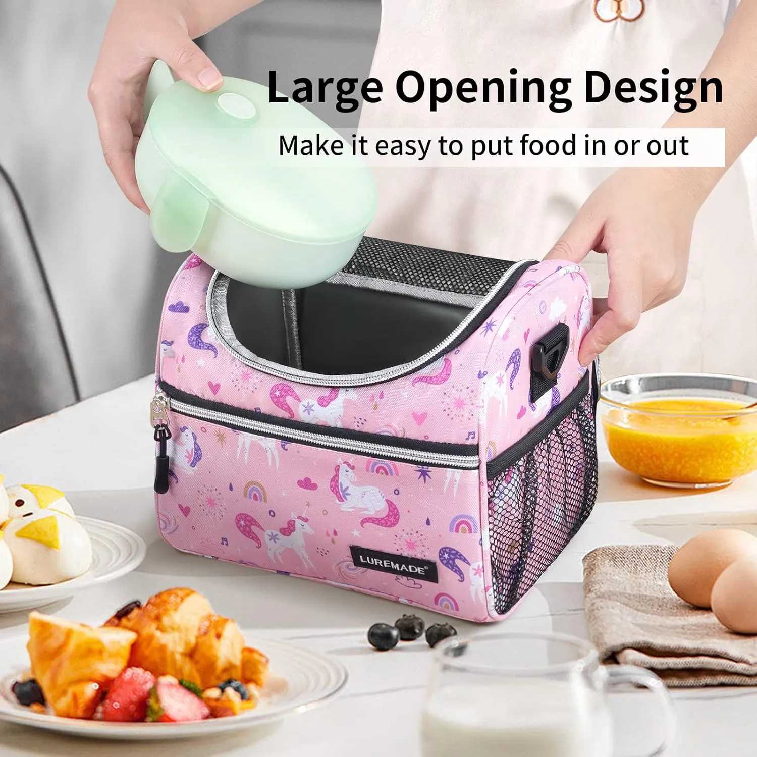 Kids Insulated Lunch Box for Girls Lunch Bag Women Boys Toddler Teen School Daycare Kawaii Cute Travel Bags (Magic Unicorns)