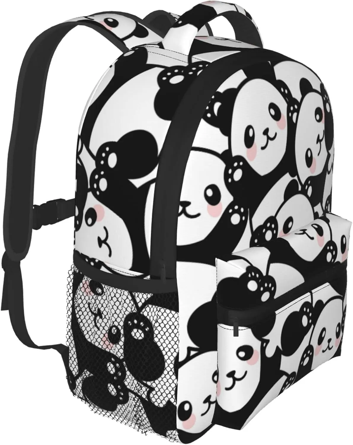 Kid's Mini Backpack 12 inch Blak White Panda Bear Pattern Backpack Schoolbag Preschool Kindergarten Children Bag Nursery Travel Bag for Toddler Boys Girls Age 3-7