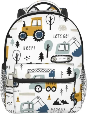 Kid's Mini Backpack 12 inch Cars Truck Tractor Backpack Schoolbag Preschool Kindergarten Children Bag Nursery Travel Bag for Toddler Boys Girls Age 3-7