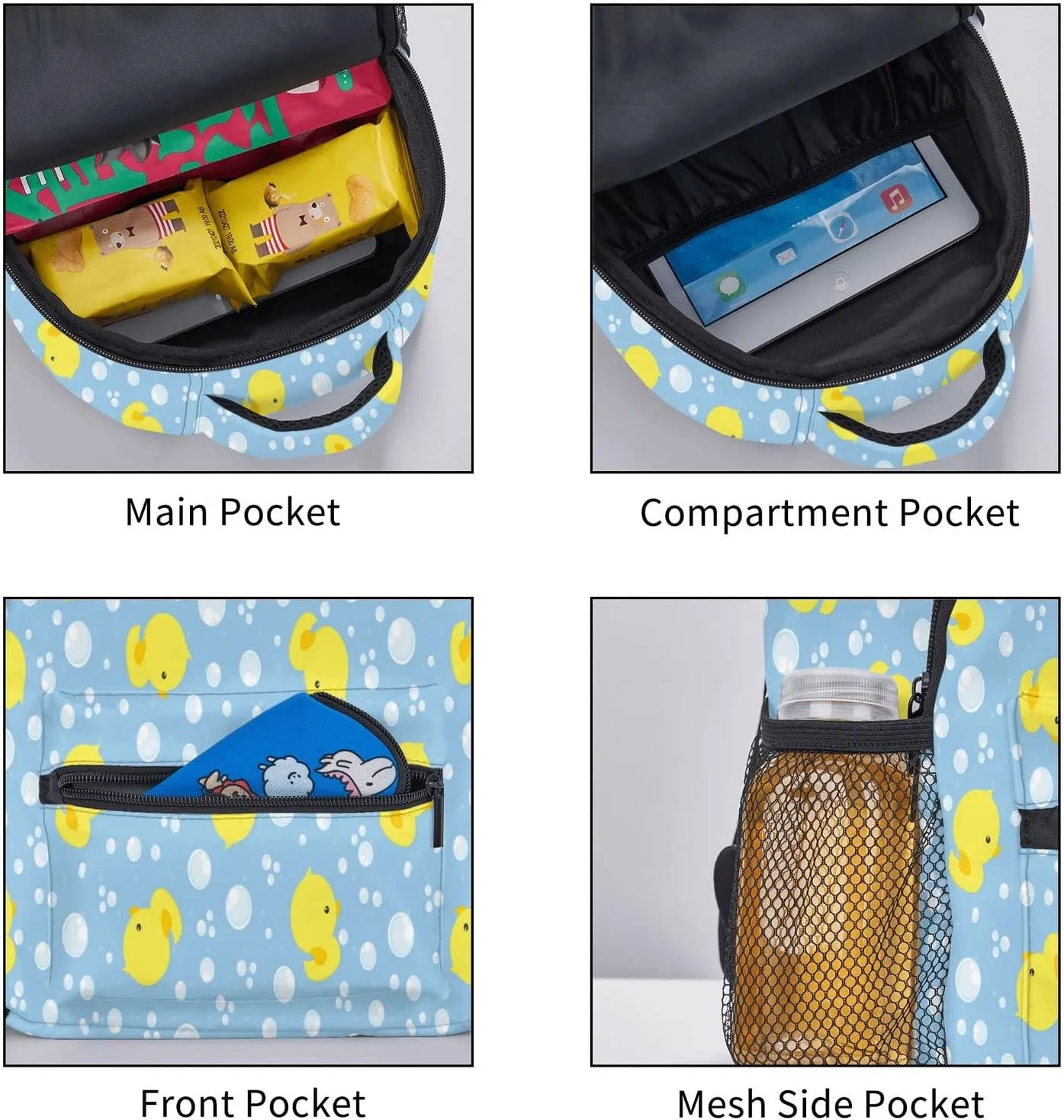 Kid's Mini Backpack 12 inch Cute Baby Rubber Ducks Backpack Schoolbag Preschool Kindergarten Children Bag Nursery Travel Bag for Toddler Boys Girls Age 3-7