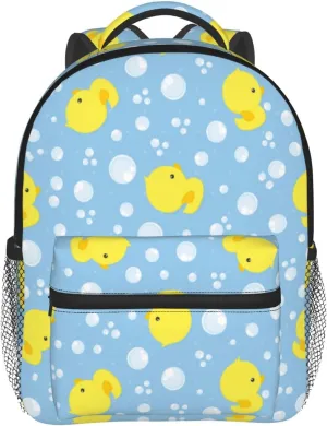 Kid's Mini Backpack 12 inch Cute Baby Rubber Ducks Backpack Schoolbag Preschool Kindergarten Children Bag Nursery Travel Bag for Toddler Boys Girls Age 3-7