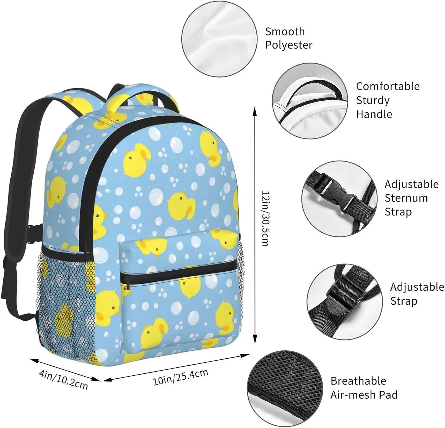 Kid's Mini Backpack 12 inch Cute Baby Rubber Ducks Backpack Schoolbag Preschool Kindergarten Children Bag Nursery Travel Bag for Toddler Boys Girls Age 3-7