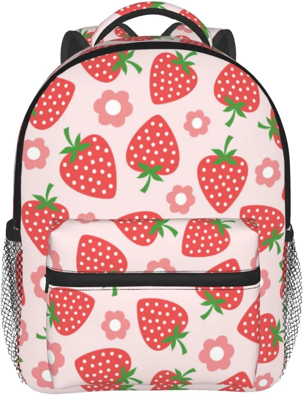 Kid's Mini Backpack 12 inch Strawberry Pink Flower Backpack Schoolbag Preschool Kindergarten Children Bag Nursery Travel Bag for Toddler Boys Girls Age 3-7