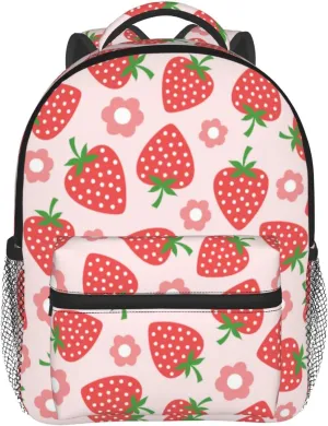 Kid's Mini Backpack 12 inch Strawberry Pink Flower Backpack Schoolbag Preschool Kindergarten Children Bag Nursery Travel Bag for Toddler Boys Girls Age 3-7