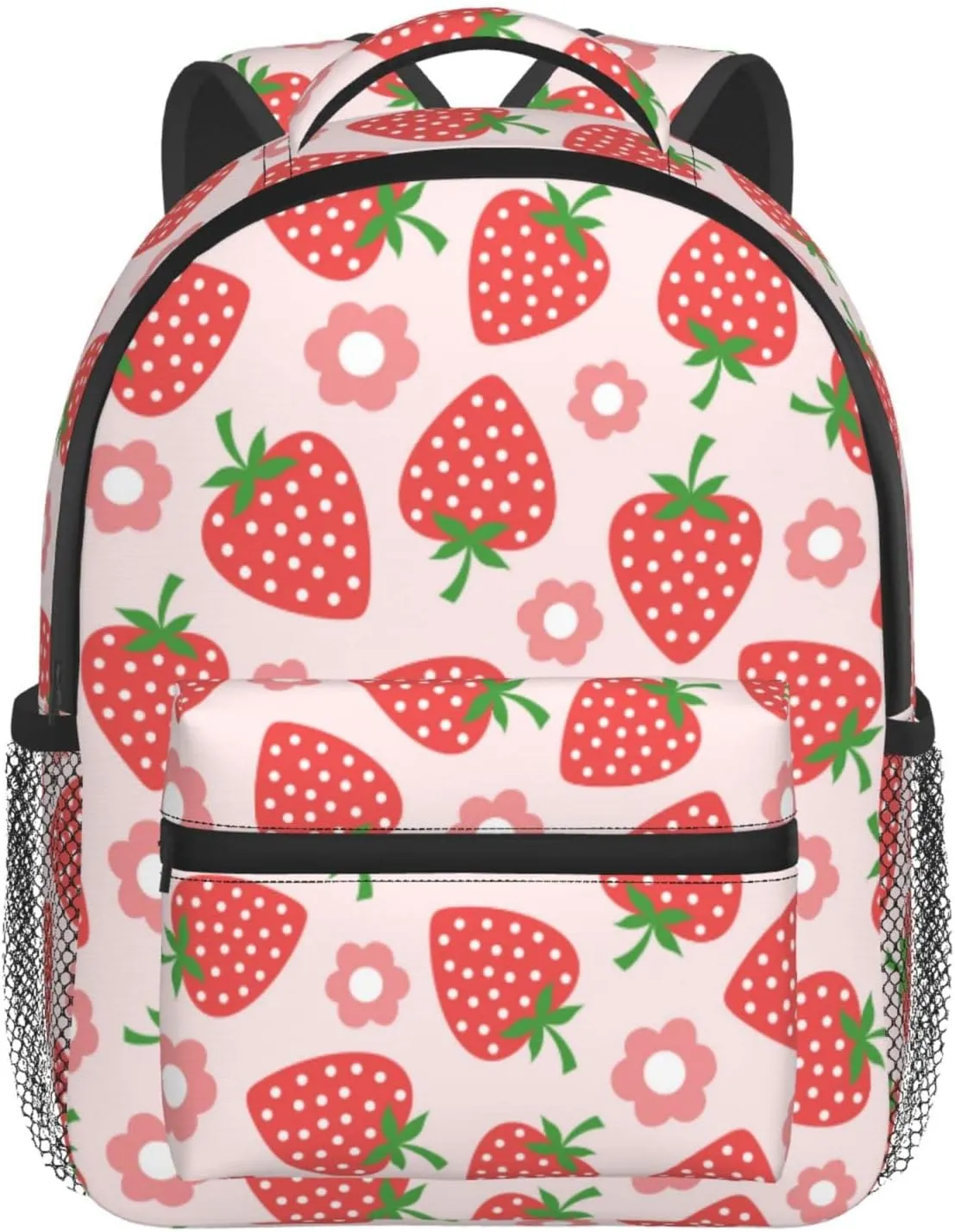 Kid's Mini Backpack 12 inch Strawberry Pink Flower Backpack Schoolbag Preschool Kindergarten Children Bag Nursery Travel Bag for Toddler Boys Girls Age 3-7