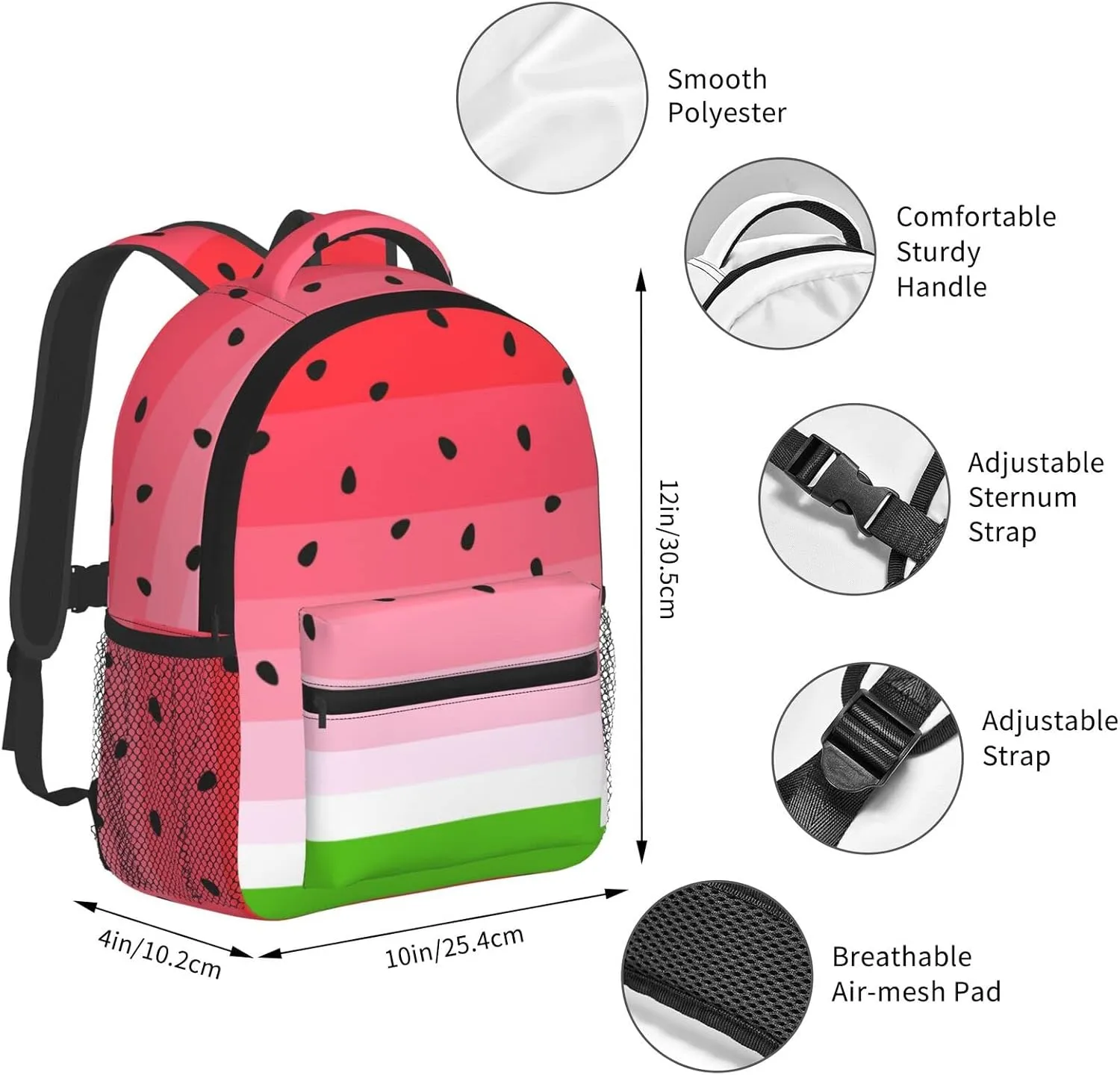 Kid's Mini Backpack 12 inch Summer Watermelon Fruit Backpack Schoolbag Preschool Kindergarten Children Bag Nursery Travel Bag for Toddler Boys Girls Age 3-7