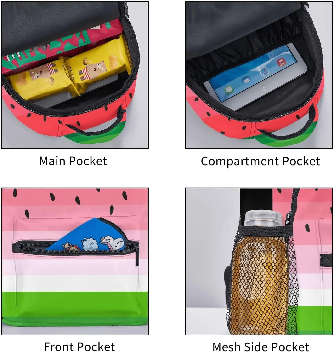 Kid's Mini Backpack 12 inch Summer Watermelon Fruit Backpack Schoolbag Preschool Kindergarten Children Bag Nursery Travel Bag for Toddler Boys Girls Age 3-7