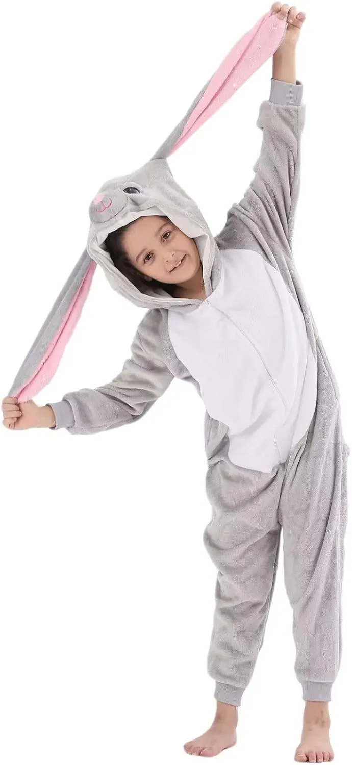 Kids Onesie Costume for Boys Girls Halloween Animal Cosplay One Piece Flannel Hooded