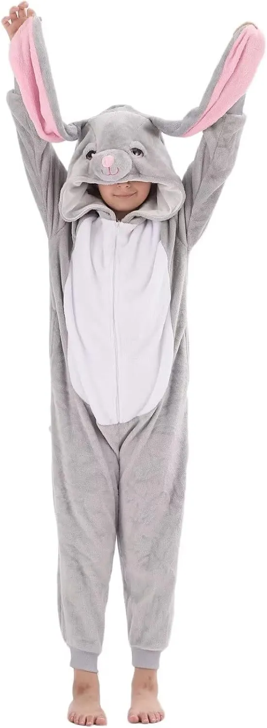 Kids Onesie Costume for Boys Girls Halloween Animal Cosplay One Piece Flannel Hooded