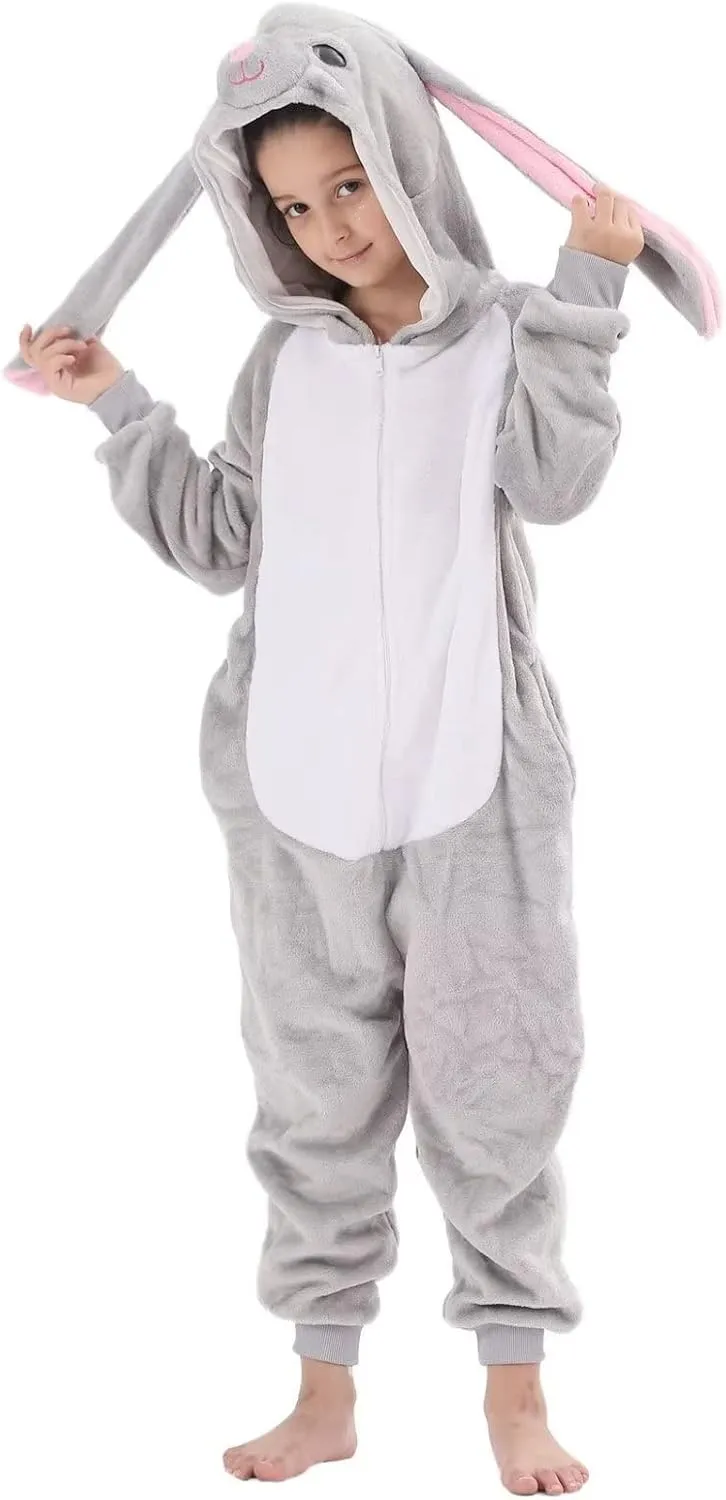 Kids Onesie Costume for Boys Girls Halloween Animal Cosplay One Piece Flannel Hooded