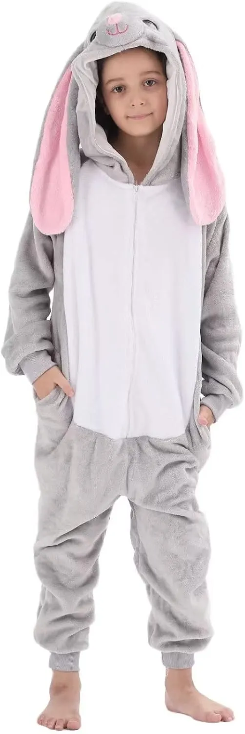 Kids Onesie Costume for Boys Girls Halloween Animal Cosplay One Piece Flannel Hooded