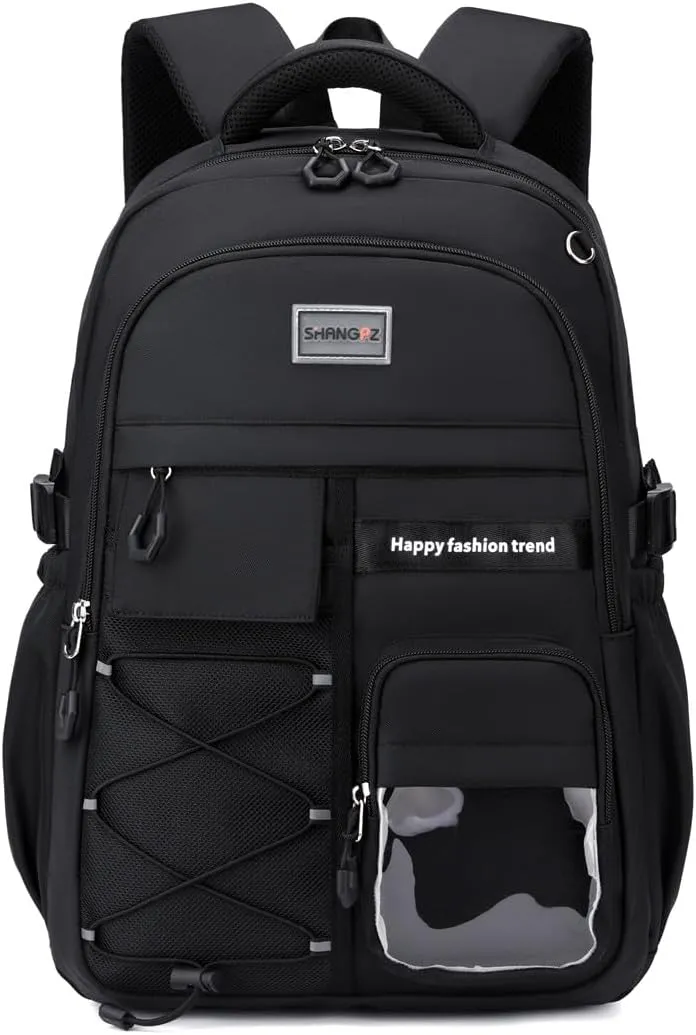 Kids School Backpack For Boy And Girl,Large Capacity High Middle Elementary Primary Students Teens Sports Bookbag (A-Black)
