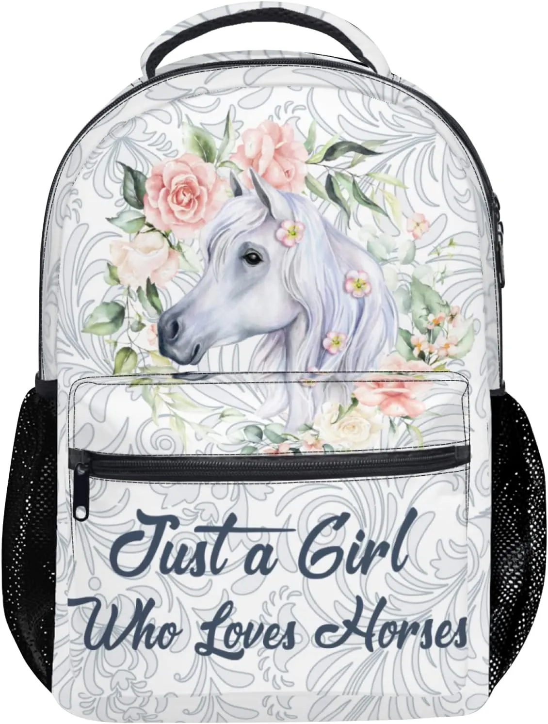 Kids School Backpack Horse Backpack for Girls Waterproof Large School bag 17 Inch Middle School Travel Bookbag Back to School Gifts