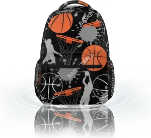 Kids School Backpacking Basketball Sport Backpack for Teens Girls & Boys Middle School Aesthetic Silhouette Male Students Bookbag 16 in Cute Lightweight Gym Travel Bag Sports Schoolbag