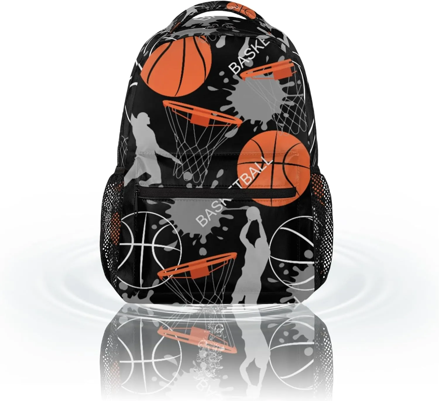 Kids School Backpacking Basketball Sport Backpack for Teens Girls & Boys Middle School Aesthetic Silhouette Male Students Bookbag 16 in Cute Lightweight Gym Travel Bag Sports Schoolbag