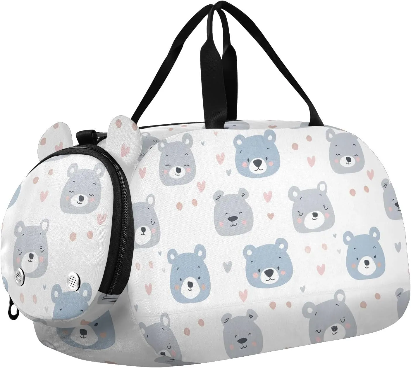 Kids Sport Duffel Bag Cute Fat Bear Face Unisex Overnight Travel Gym Bag