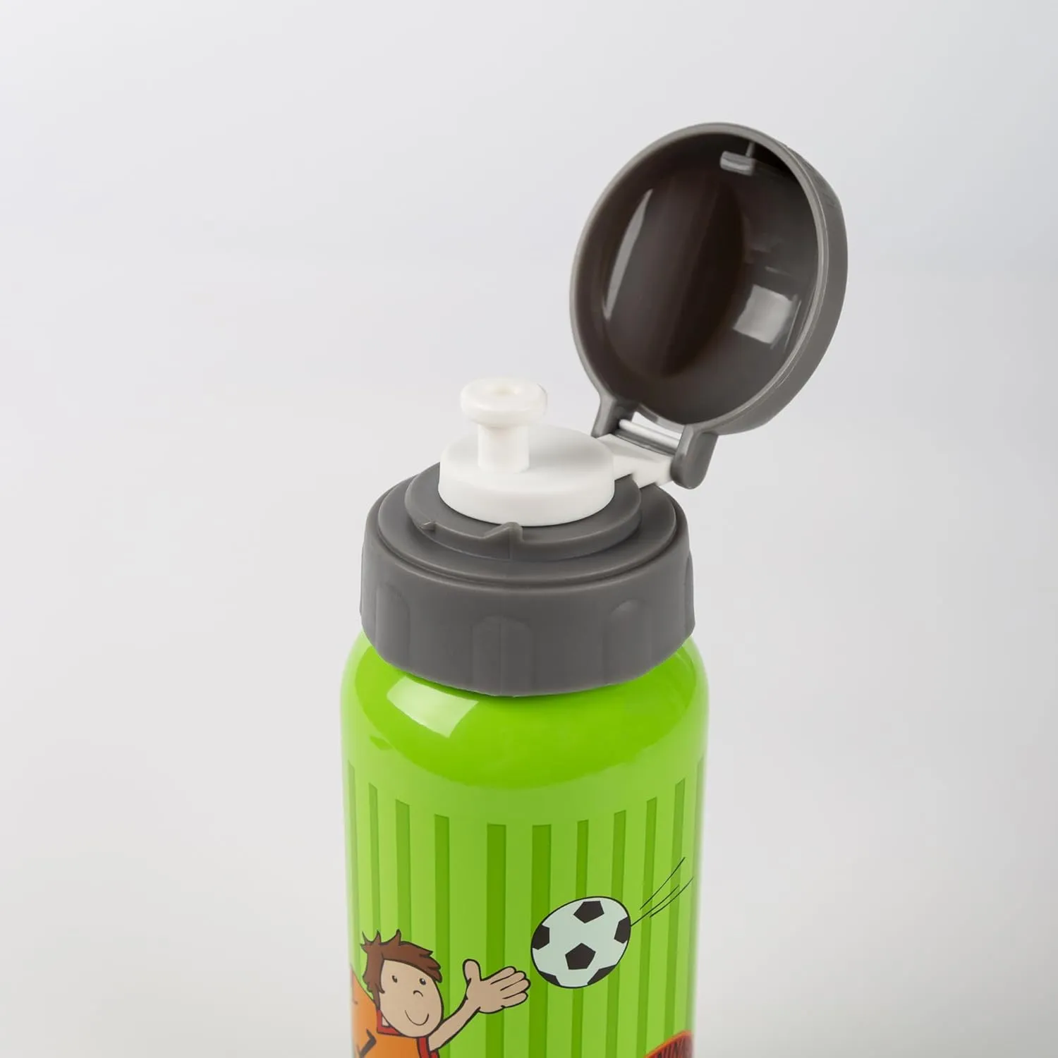 Kily Keeper Stainless Steel Water Bottle, Leak-Proof, BPA-Free, Durable, Lightweight, Screw Cap, Easy to Clean, for Children 3-8 Years, Item No. 25291, Football/Green-Grey 400 ml