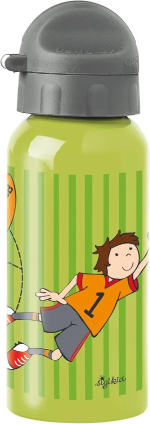 Kily Keeper Stainless Steel Water Bottle, Leak-Proof, BPA-Free, Durable, Lightweight, Screw Cap, Easy to Clean, for Children 3-8 Years, Item No. 25291, Football/Green-Grey 400 ml