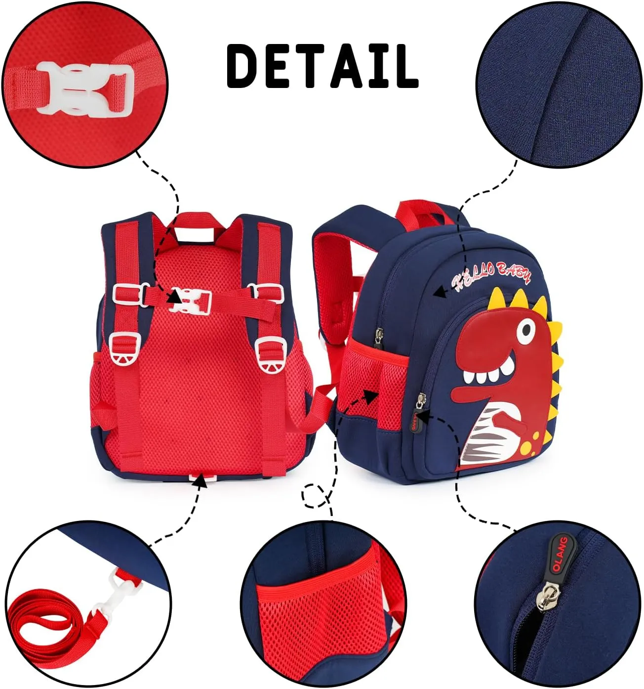 Kindergarten Dinosaur Bookbag for Kids 3-5, Dinosaur Toys for Kids 2-4, Birthday Gifts for Boy, Toddler BackpackZoo Preschool Ages 3-4, Dinosaur Blue Red colors