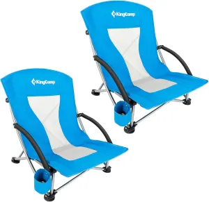 KingCamp Low Sling Beach Chair for Camping Concert Lawn, Low and High Mesh Back Two Versions