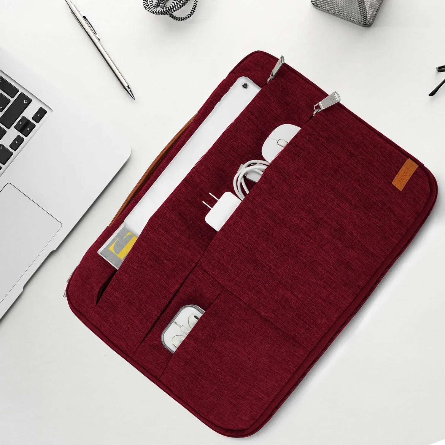 KINGSLONG 13.3 inch Laptop Sleeve Bag, Slim Shockproof Handbag, Computer Carrying Case Cover Compatible with MacBook Air/Pro,Acer Asus Dell HP Red
