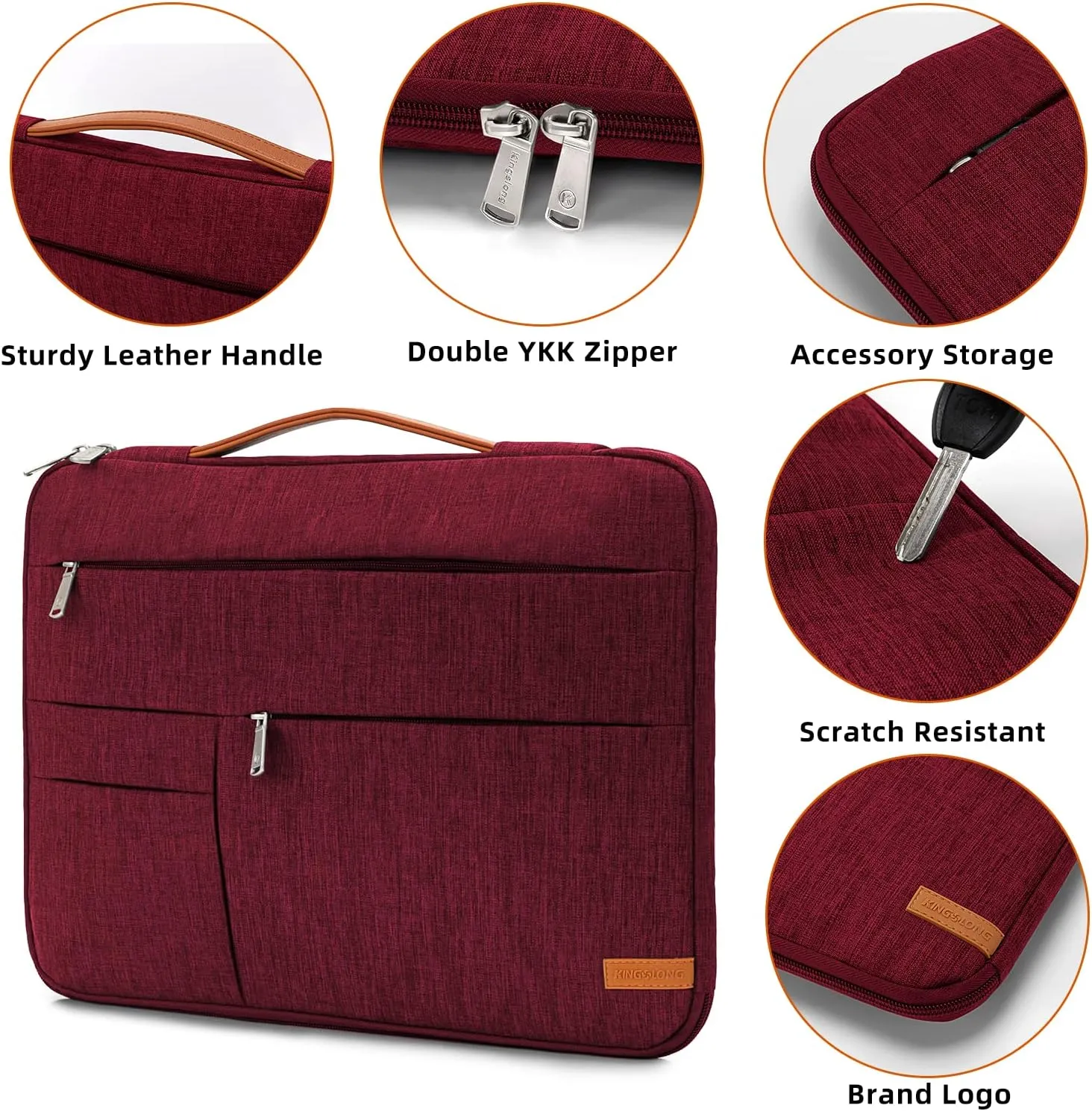 KINGSLONG 13.3 inch Laptop Sleeve Bag, Slim Shockproof Handbag, Computer Carrying Case Cover Compatible with MacBook Air/Pro,Acer Asus Dell HP Red