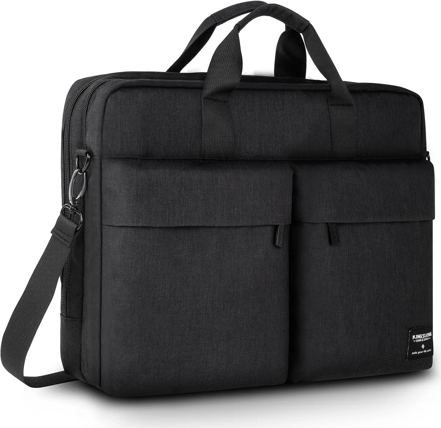 KINGSLONG 17.3 inch Laptop Briefcase Bag for Men Women, Laptop Messenger Bag with Shoulder Strap, Water Resistant Business Crossbody Bag Computer Bag for Asus Acer Dell Thinkpad, Black