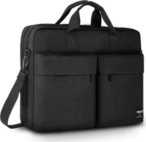 KINGSLONG 17.3 inch Laptop Briefcase Bag for Men Women, Laptop Messenger Bag with Shoulder Strap, Water Resistant Business Crossbody Bag Computer Bag for Asus Acer Dell Thinkpad, Black