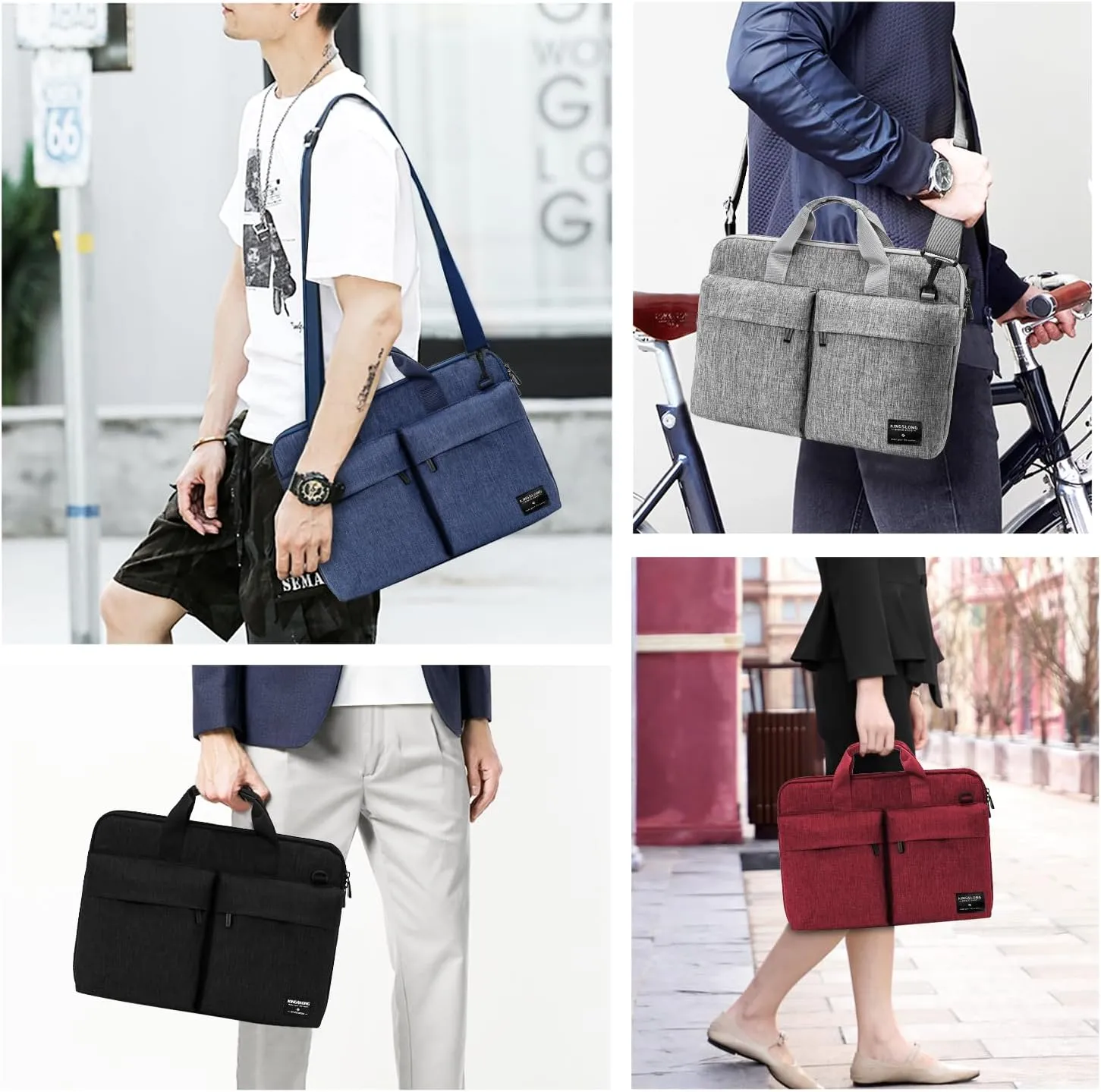KINGSLONG Slim 17.3 inch Laptop Bag Sleeve Carrying Case with Shoulder Strap, Notebook Ultrabooks Computer Handbag Cover for Men Women Fit for Acer Asus Lenovo HP Toshiba Grey