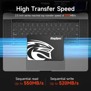 KingSpec 4TB SATA III SSD 6Gb/s, 2.5" SATA SSD with 3D NAND Flash, Internal Solid State Hard Drives, for Laptop and PC Desktop (R/W Speed up to 550/520 MB/s)