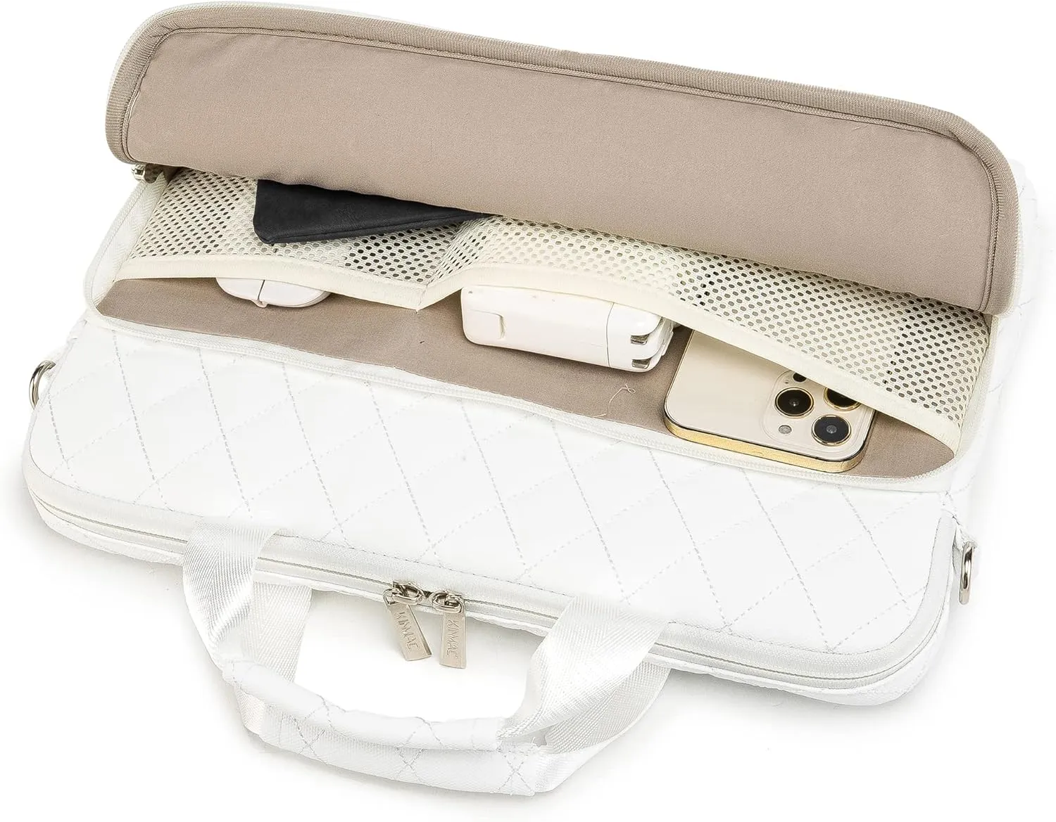 Kinmac 360 Degree Laptop Bag Full Cushioned Laptop Shoulder Bag For MacBook Air Pro 13 inch MacBook 14 inch and 13 inch-14 inch Laptop (White)