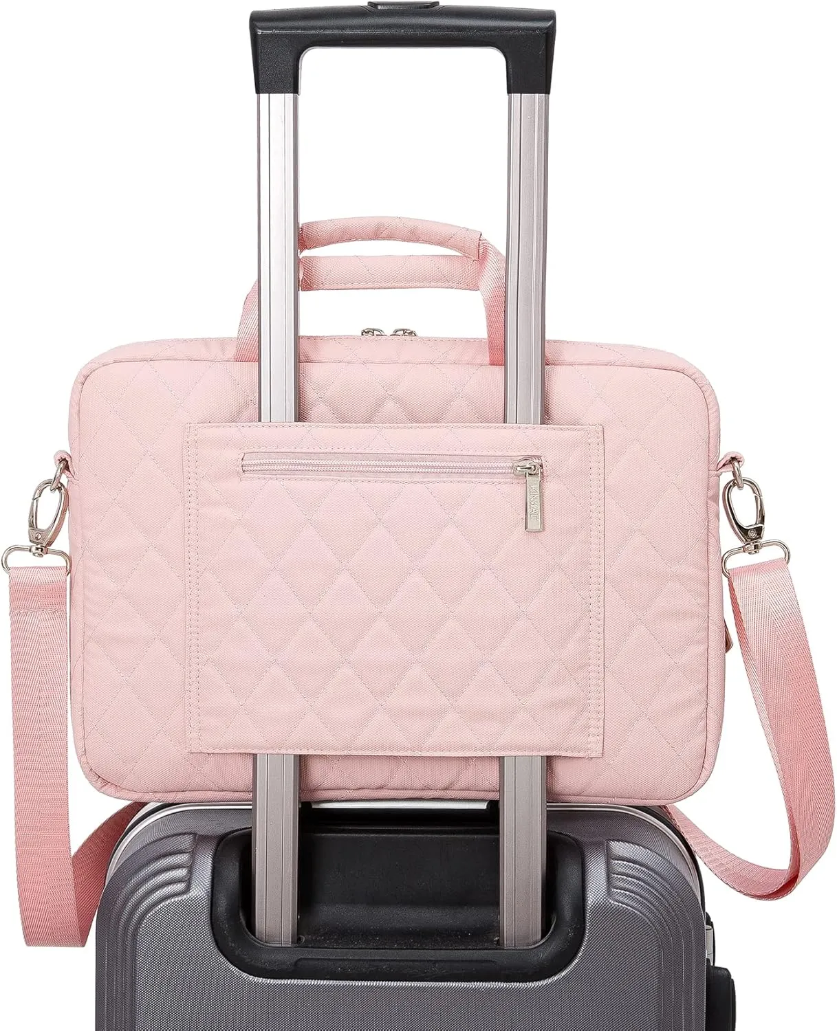 Kinmac 360 Degree Laptop Bag Full Cushioned Laptop Shoulder Bag For MacBook Pro 16 inch and 15 inch-15.6 inch Laptop (Pink)