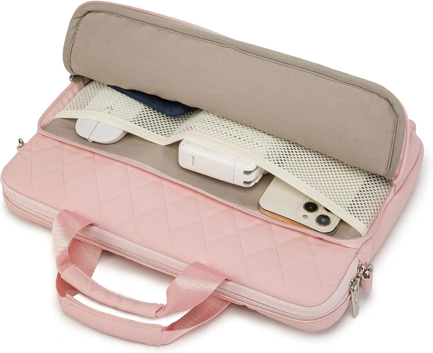Kinmac 360 Degree Laptop Bag Full Cushioned Laptop Shoulder Bag For MacBook Pro 16 inch and 15 inch-15.6 inch Laptop (Pink)