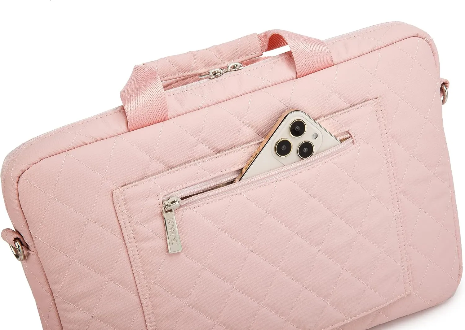 Kinmac 360 Degree Laptop Bag Full Cushioned Laptop Shoulder Bag For MacBook Pro 16 inch and 15 inch-15.6 inch Laptop (Pink)