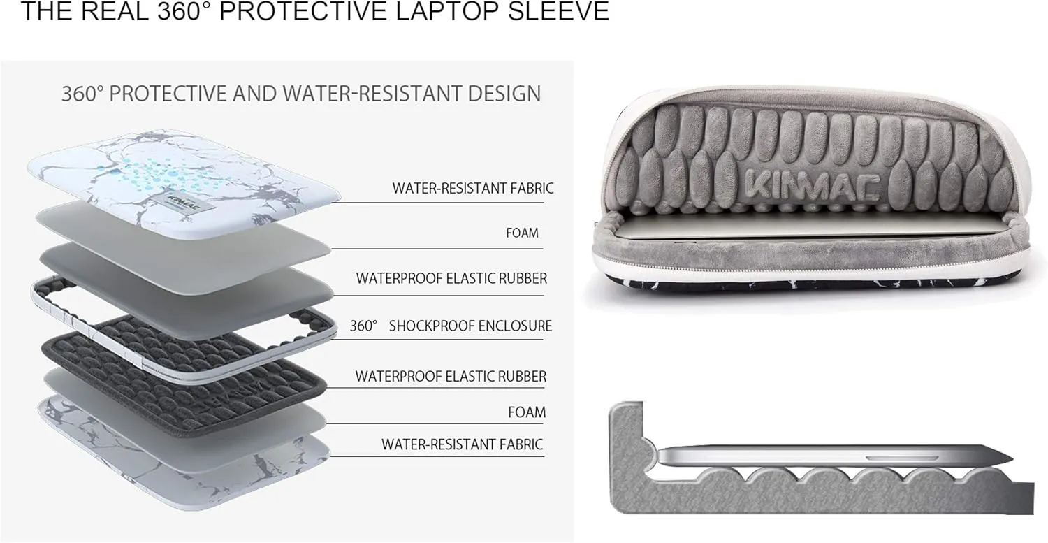 Kinmac 360° Heavy Duty Protective Laptop Computer Sleeve case Bag Cover with Handle for MacBook Pro 14 inch,14 inch-14.4 inch HP Lenovo Dell ASUS Acer Laptop (Grey)