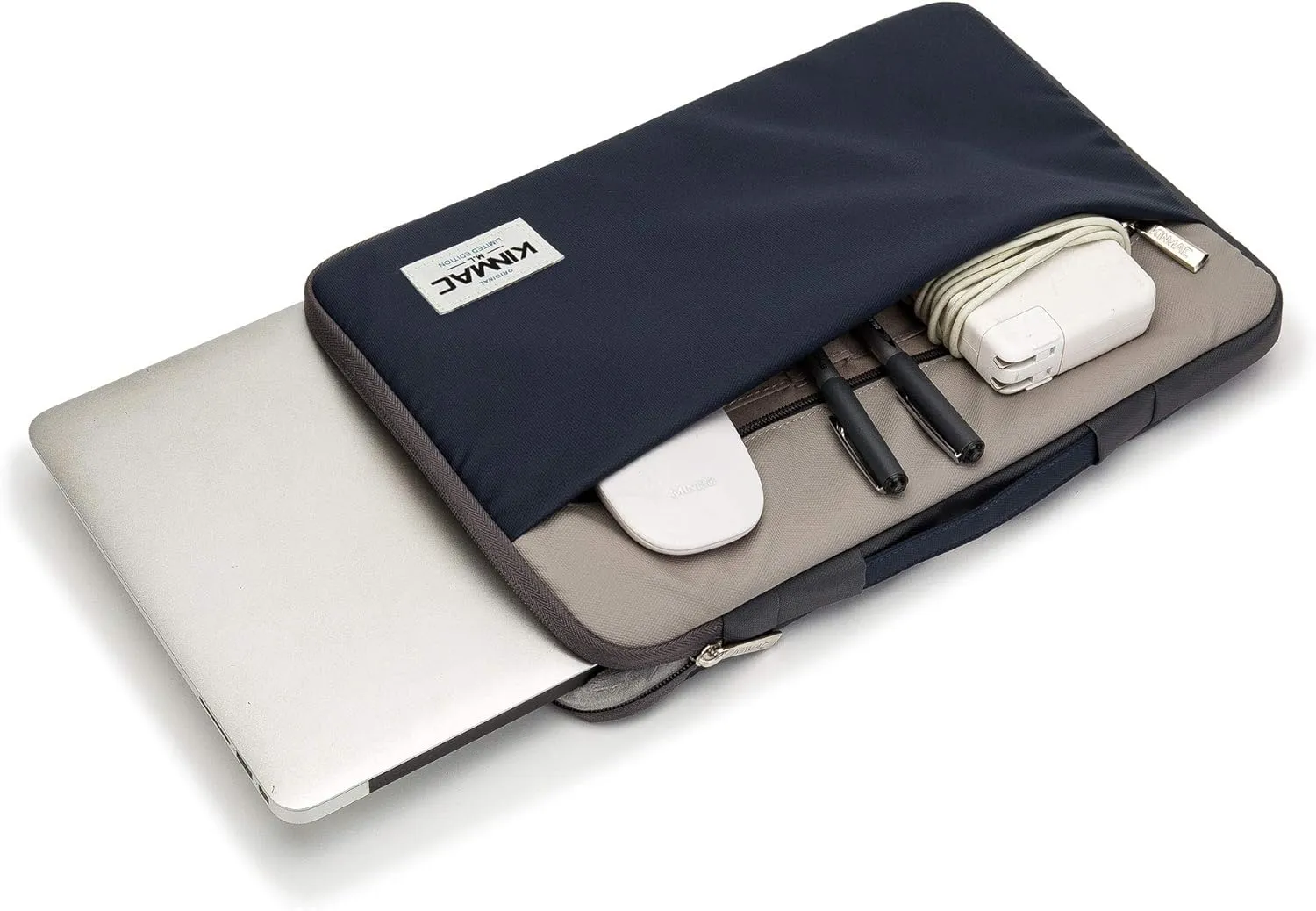 Kinmac 360° Protective Laptop Sleeve Case Bag Cover with Handle for MacBook Air 15 inch, and 15 inch-15.6 inch HP,Lenovo,Dell,ASUS,Acer Notebook Computer (Dark Blue-Grey)