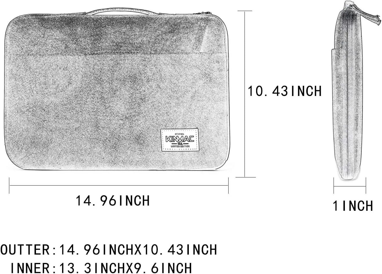 Kinmac 360° Protective Laptop Sleeve Case Bag Cover with Handle for MacBook Air 15 inch, and 15 inch-15.6 inch HP,Lenovo,Dell,ASUS,Acer Notebook Computer (Dark Blue-Grey)