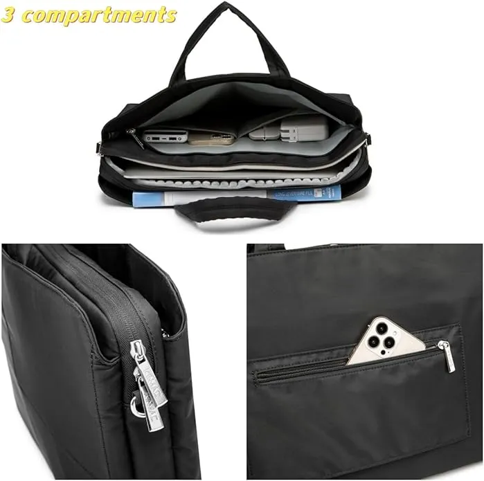 Kinmac 360° Super shockproof  15.6 Inch 3 Compartment Laptop Shoulder Bag ( Eva Bubble protection, Waterproof Fabric, Luggage Strap, Extra Pockets) - Black