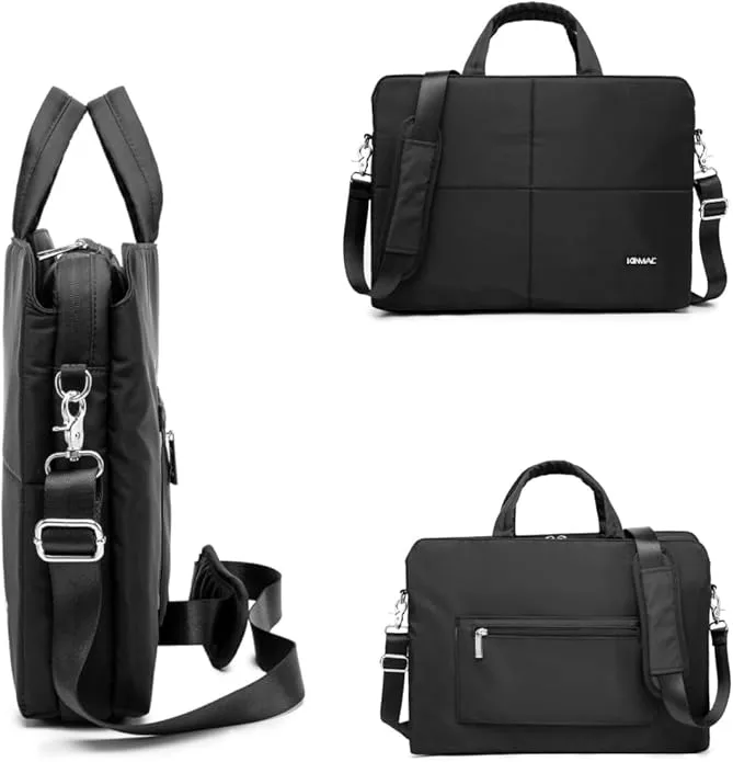 Kinmac 360° Super shockproof  15.6 Inch 3 Compartment Laptop Shoulder Bag ( Eva Bubble protection, Waterproof Fabric, Luggage Strap, Extra Pockets) - Black