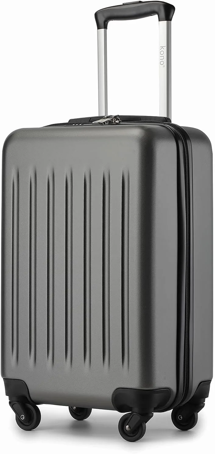 Kono Small Carry on Suitcase 20 Inch Hardside Carry on Luggage Suitcase with Spinner Wheels, Lightweight Rolling Cabin Suitcase for Airplanes Travel (Grey, For 1-3 Days Travel)