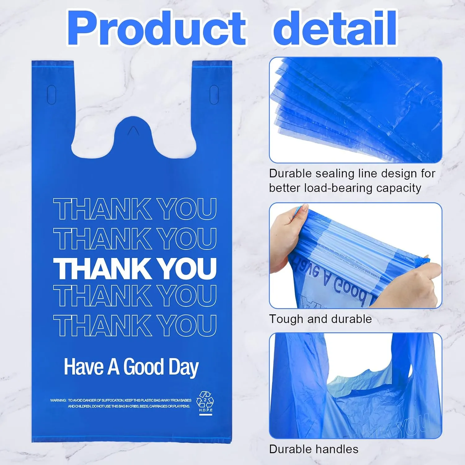 Kosiz 400 Pcs Thank You T Shirt Bags Bulk with Handles, Plastic Grocery Shopping Bags for Business 11 x 6 x 21 inch(Cute Colors)